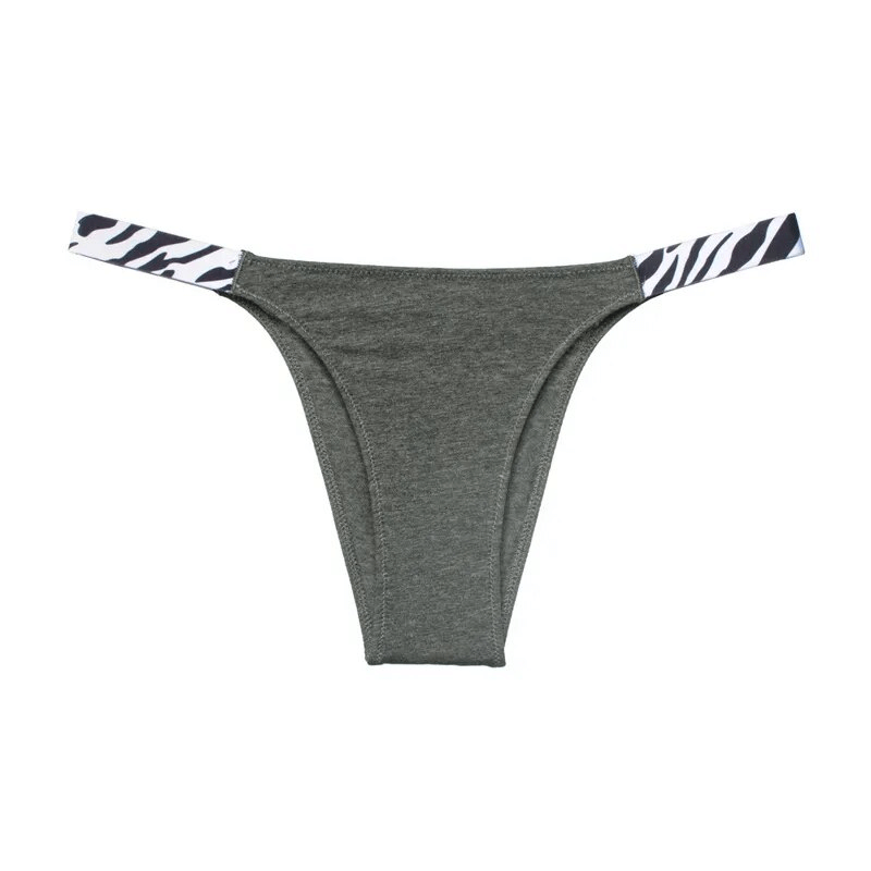 Elastic stylish women's thongs with side zebra print, low-rise G-string panties made from durable cotton-polyester blend, SF1605.